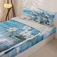 thumbnail image 3 of Homewish Beach Theme Zipper Twin Comforter Sets with Fitted Sheet and 2 Pillowcases For Girls,Ocean Starfish Zipper Bedding Set,Light gray Reversible,4 Pieces, 3 of 7