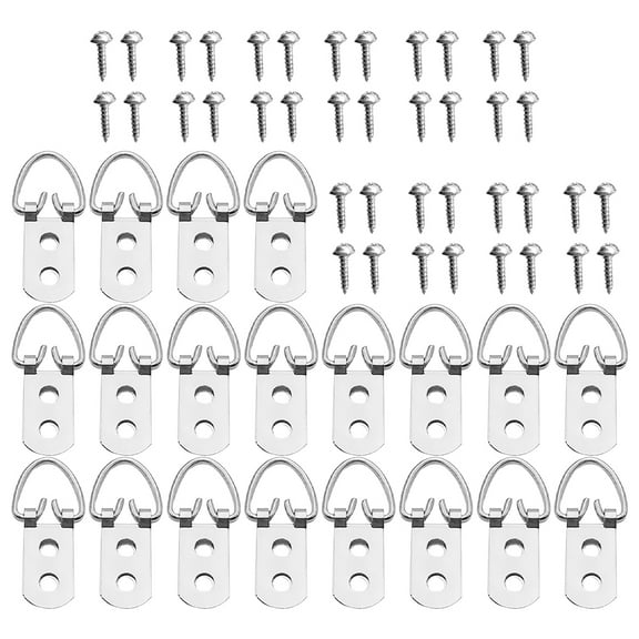 COMPUKAS 20pcs Heavy Duty Photo Hooks D Ring Hangers Silver for Picture Frames