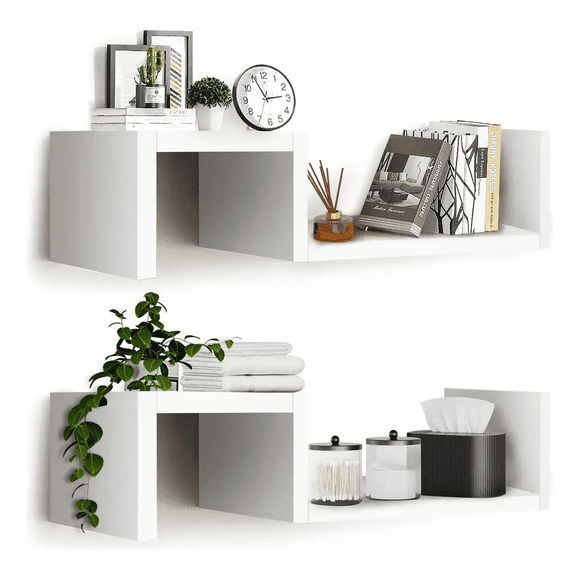 2 Repisas Flotante Madera Minimalista Muebles Hogar Decorar Eo Safe Imports Blanco