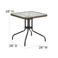 thumbnail image 4 of Flash Furniture Lila 28'' Square Glass Metal Table with Dark Brown Rattan Edging and 4 Dark Brown Rattan Stack Chairs, 4 of 12