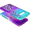 thumbnail image 2 of Nagebee Case for Samsung Galaxy S10e with Screen Protector (Soft Full Coverage), Glitter Sparkle Liquid Diamond Bling [Ring Holder & Wrist Strap] Women Cute Case (Aqua/Purple), 2 of 5