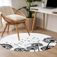 thumbnail image 4 of Small Round Rug 3Ft Washable Non-Slip, Dandelion Circle Area Rugs for Living Room Bedroom, Black White Modern Country Rustic Plants Indoor Floor Mats Carpet Runner for Home Decor, 4 of 8