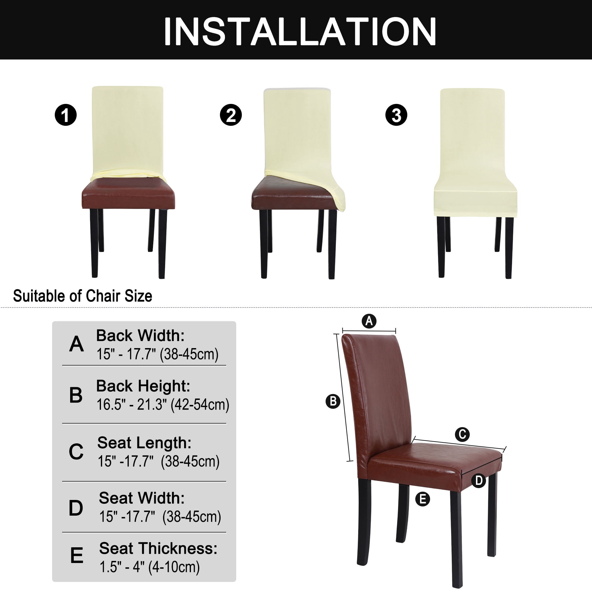 Unique Bargains High Elasticity Dining Chair Slipcover Beige Color M