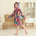 thumbnail image 4 of FORMRS Niños Bathrobe Unisex Hooded Robe Soft Plush Pajamas Sleepwear, Size 2-3T, Red and Purple Plaid Pattern, 4 of 7