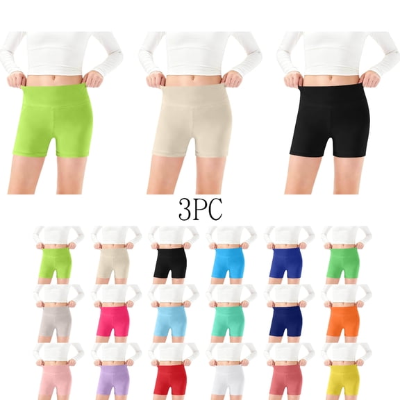 SGFCWSX Girls Stretch High Waisted Yoga Shorts, Kids Safety Breathable Soft Comfort Under Shorts for Summer Workout Size 9-10 Years