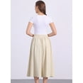 thumbnail image 4 of DARING DIVA Women's Elastic Waist A Line Casual Summer Midi Skirt with Pockets M Khaki, 4 of 6