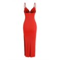thumbnail image 2 of Vibrant V-Neck Cami Dress Sexy Cut Out Split Hem Sleeveless Flowy Essential, 2 of 14