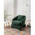 thumbnail image 2 of Accent Side Chair with Pillow, Modern Boucle Upholstered Armchair with Curved Back, Comfy Leisure Single Sofa Barrel Chair for Living Room, Bedroom, Waiting Room, Office, Club, Cafe, Emerald, 2 of 9