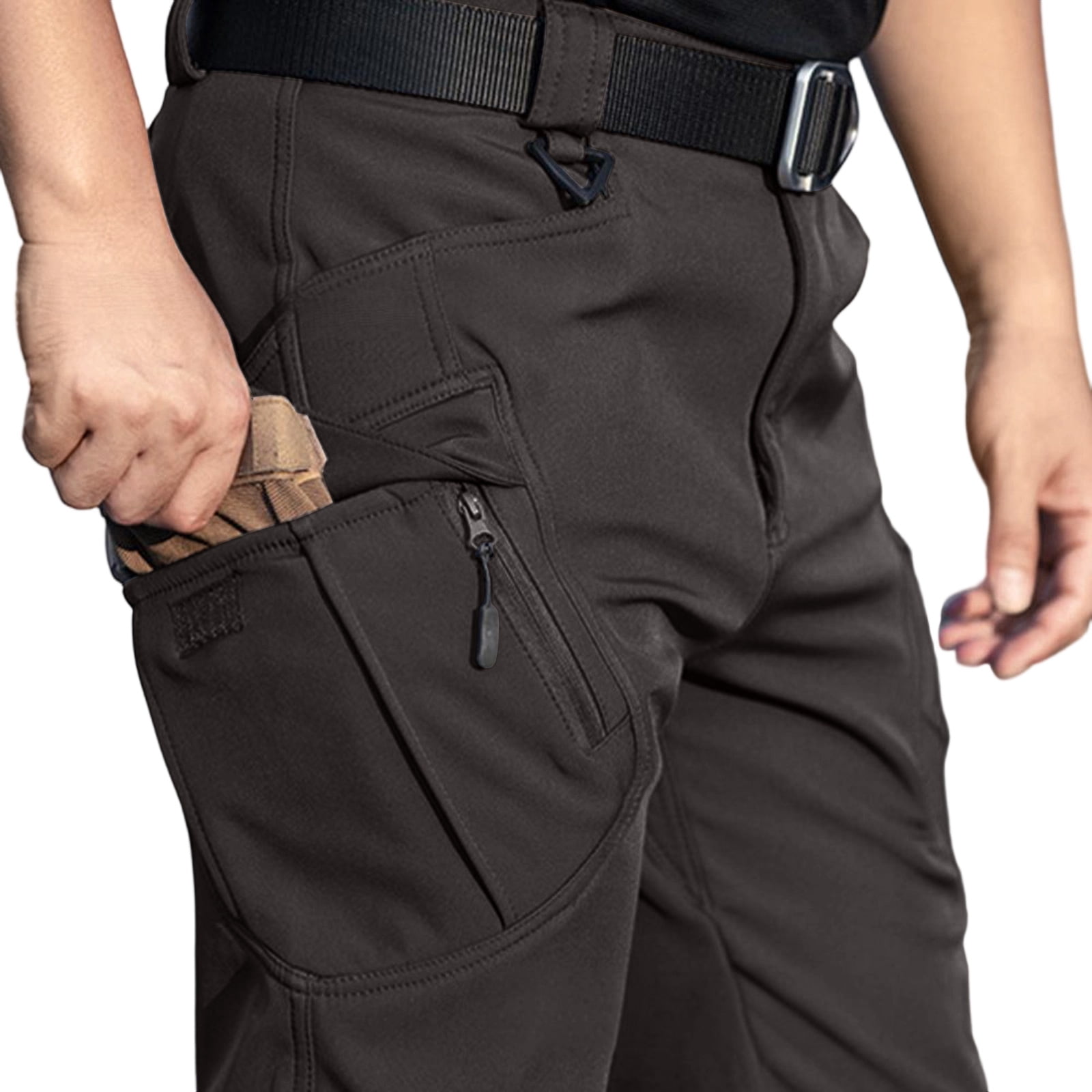 Men's Fleece Lined Tactical Pants Waterproof Hiking Pants Casual