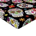 thumbnail image 2 of Ambesonne Sugar Skull Fitted Sheet, Mexico Themed Design, Full Size, Multicolor, 2 of 3