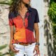 thumbnail image 1 of ICHUANYI Clearance Women Casual T-shirt Printed Sexy V-Neck Zipper Short Sleeve Pullover Blouse Tops(Orange, XXL) ICHUANYI WER2023081011004, 1 of 5