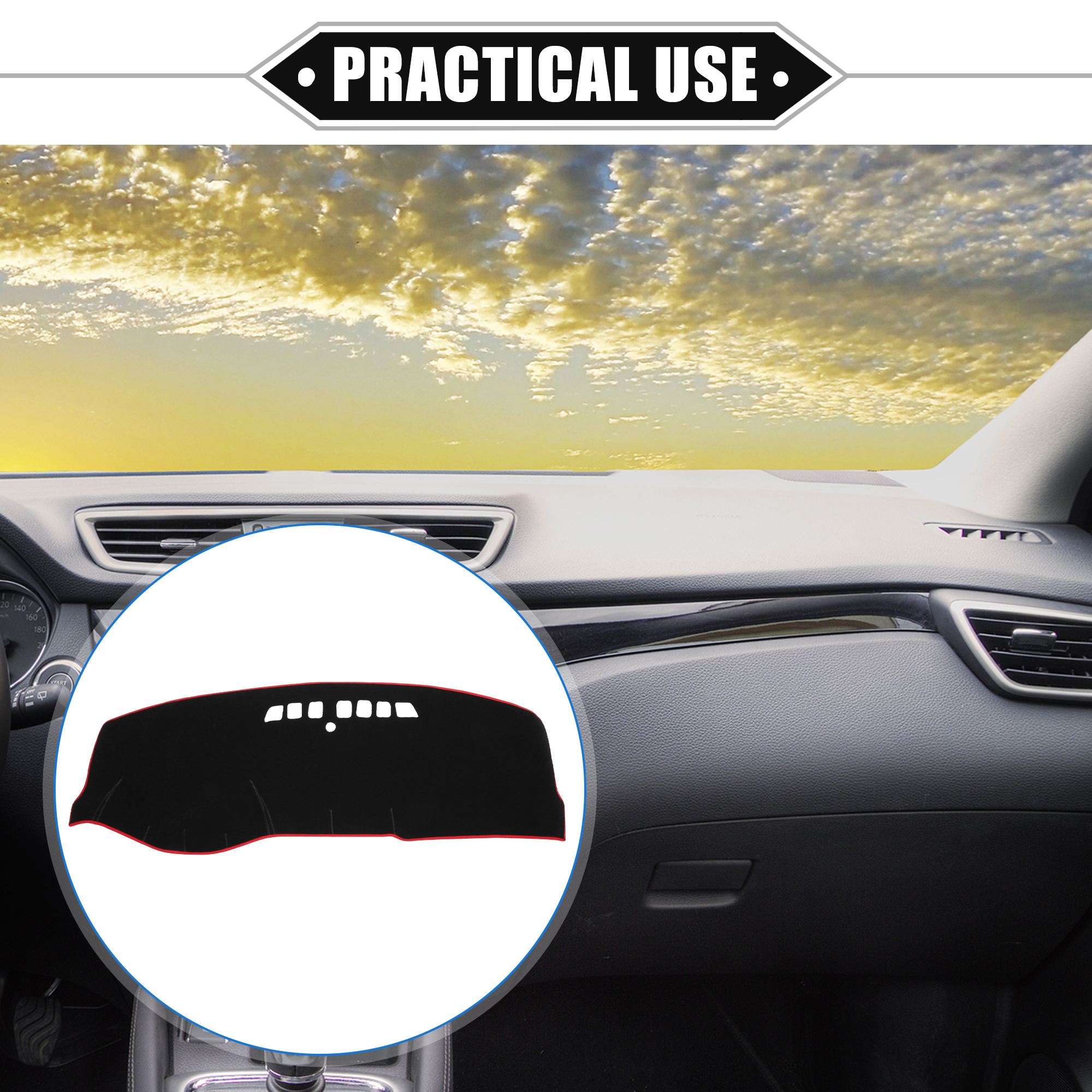 Unique Bargains Protective Dashboard Cover Mat for Buick LaCrosse 2005-2008 Black Red