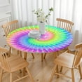 thumbnail image 3 of Colorful Tie Dye Pattern Round Fitted Tablecloth with Elastic Edge,Dining Table Cover Waterproof,Outdoor Round Tablecloth for Camping,Dining,Indoor and Outdoor, 3 of 7