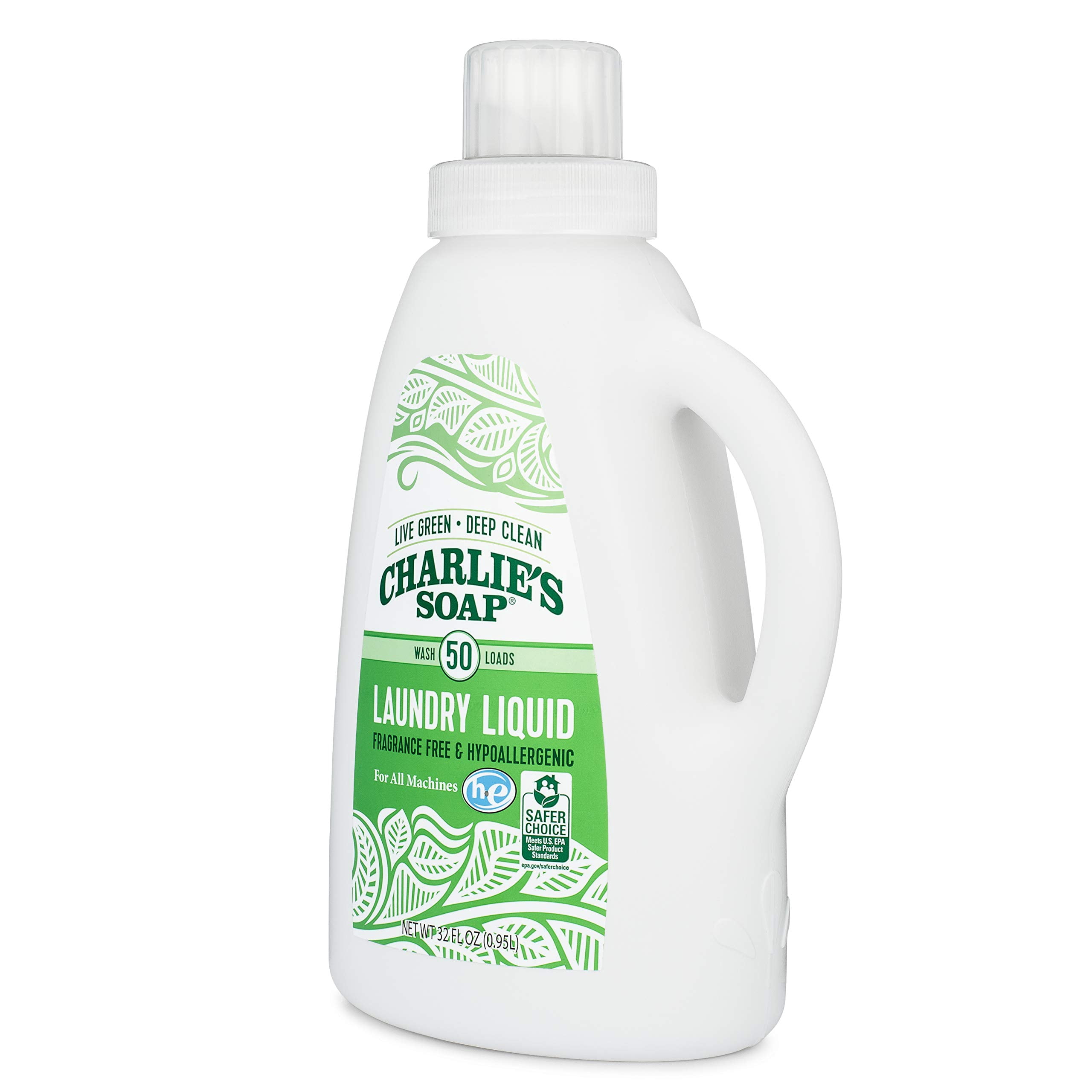 Charlies Soap Laundry Liquid (50 Loads, 6 Pack) Natural Deep Cleaning Hypoallergenic Laundry Detergent  Safe, Effective and Non-Toxic