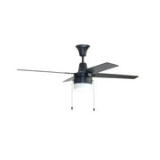UBW48FB4L-Litex-Wakefield - 48 Inch Ceiling Fan with Light Kit   Flat Black Finish with Flat Black/Rustic Gray Blade Finish with Frosted Glass