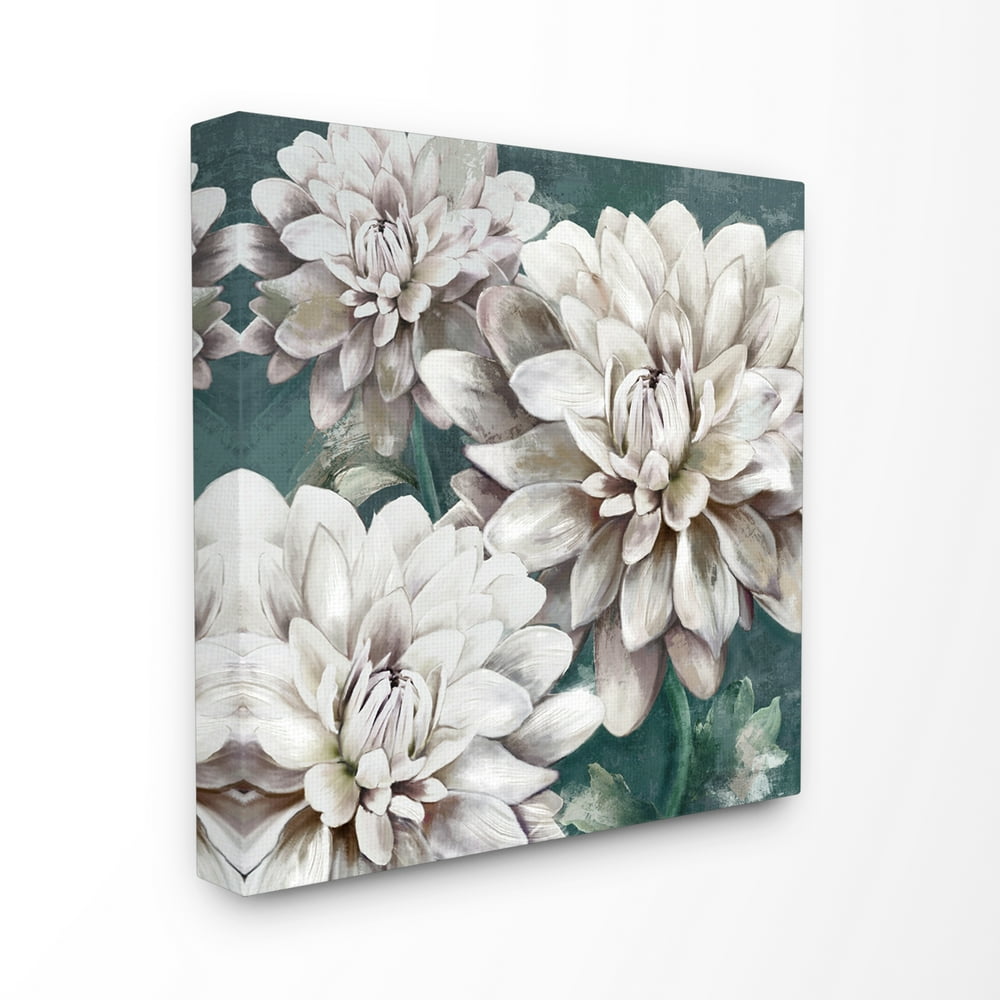 Stupell Industries Flower Blooms White Green Painting Canvas Wall Art ...