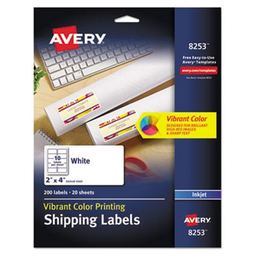 Avery Inkjet Labels for Color Printing, 2 x 4, Matte White, 200/Pack - Walmart.com - Walmart.com