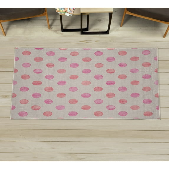 Retro Decorative Rug, Watercolor Paint Style Nostalgic Style Polka Dot Pattern Theme Classic, Quality Carpet for Bedroom Dorm and Living Room, 6 Sizes, Eggshell, by Ambesonne