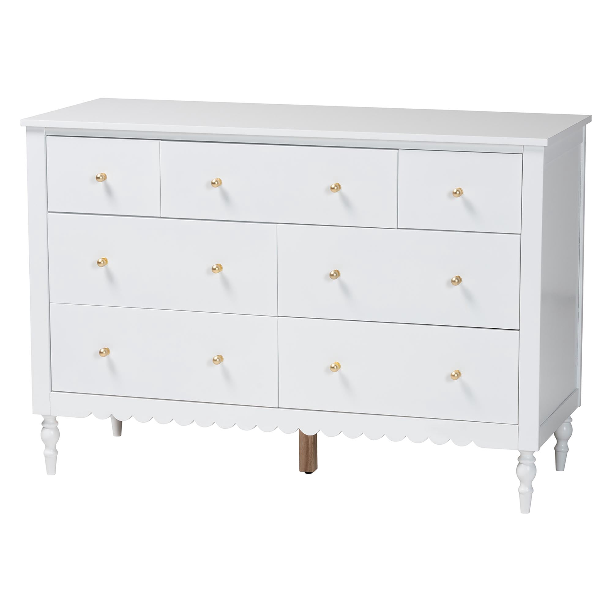 Baxton Studio Roni Modern Dresser, 7-Drawer, White