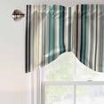 thumbnail image 4 of Tie Up Valance Curtain for Kitchen, Bohemian Stripes Teal Brown Beige Rod Pocket Short Curtains Adjustable Tie-Up Shade Valances, Vintage Line Art Window Treatment for Bathroom Living Room Bedroom, 4 of 9