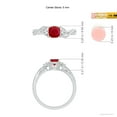 thumbnail image 5 of ANGARA Natural Cushion Ruby and Half Moon Diamond Leaf Ring in 14K White Gold for Women (Size-5mm) | July Birthstone Jewelry for Her, 5 of 10