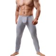 thumbnail image 1 of ALSLIAO - Mallas de compresión de seda fina para hombre, pantalones largos, ropa interior, color gris, talla 2XL, 1 of 8