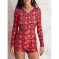 thumbnail image 2 of xiaxaixu Pyjama Court d'Automne pour Femmes Combinaison à Manches Longues Col en V Boutonnée, 2 of 8