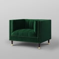 thumbnail image 5 of Nicole Miller Janie Velvet Club Chair Channel Tufted Nailhead Trim Metal Leg Tip, Hunter Green/Gold, 5 of 9