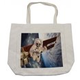 thumbnail image 1 of Outer Space Shopping Bag, International Station Global Communication Orbiting over the Earth Rocket Photo, Eco-Friendly Reusable Bag for Groceries Beach and More, 15.5" X 14.5", Cream, by Ambesonne, 1 of 2