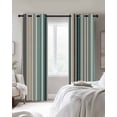 thumbnail image 2 of Teal Blue Striped Black Out Curtains 63 Inch Long, Room Darkening Draperies Curtains Panels, Farmhouse Stripes Modern Abstract Art Thermal Insulated Curtain for Bedroom Living Room 52"x63" 2 Panels, 2 of 8
