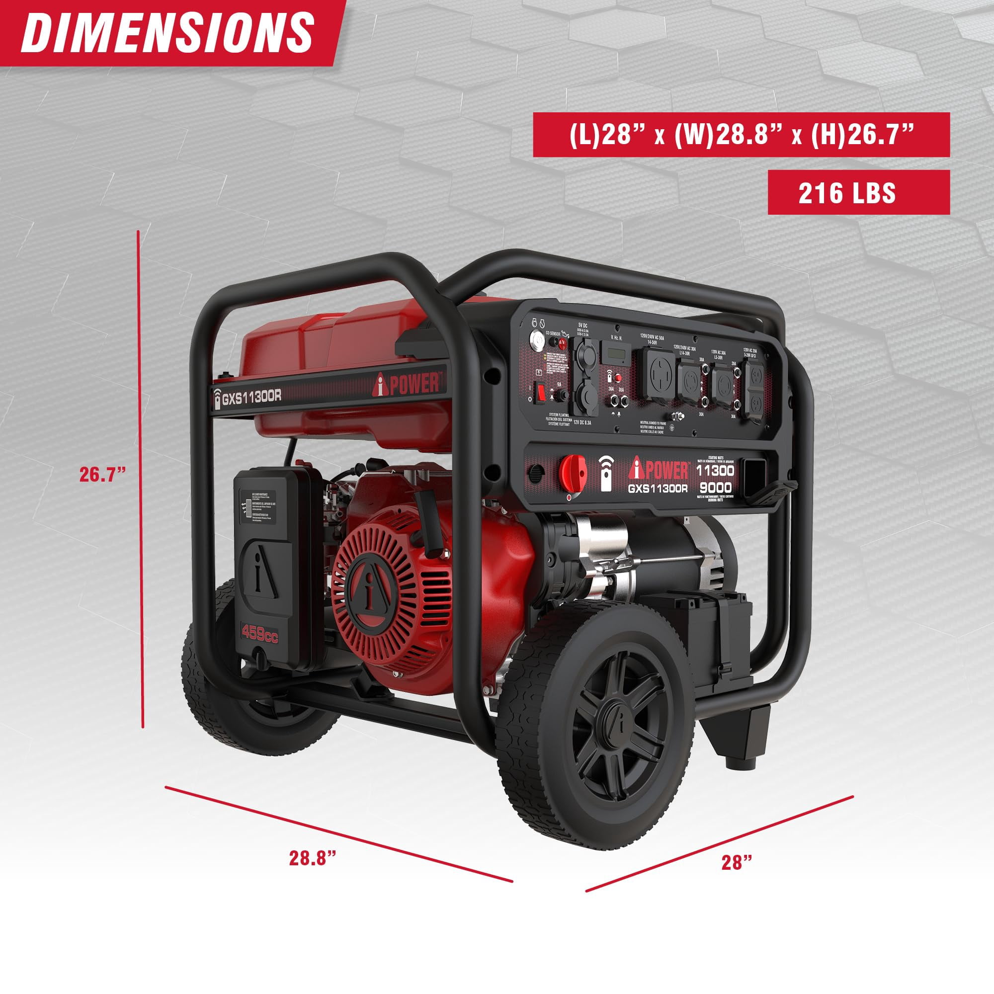 A-iPower 11300-Watt Remote Start Gas Powered Portable Generator with CO Sensor Shutdown