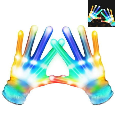 Flashing LED Gloves,Kid Camping Outdoor Games for 4 5 6 7 8 9 10 11 12 Year Old and Above can wear, Halloween Christmas Party Best Costume Gift,in The Dark Party Favor Sensory Glow (Best Leapster Games For 5 Year Old)