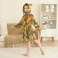thumbnail image 4 of FORMRS Niños Bathrobe Unisex Hooded Robe Soft Plush Pajamas Sleepwear, Size 2-3T, Green Retro Leaves, 4 of 7
