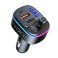 thumbnail image 1 of RV Transmisor FM Bluetooth 5.0, QC3.0 y PD 18W USB C Transmisor FM Bluetooth para automóvil con 9 RGB retroiluminados, adaptador Bluetooth para automóvil compatible con llamadas manos libres, Siri Google Assistant, unidad flash USB brillar Electrónica, 1 of 5