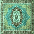 thumbnail image 1 of Ahgly Company Indoor Square Abstract Turquoise Blue Modern Area Rugs, 5' Square, 1 of 4