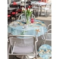 thumbnail image 5 of Outdoor Tablecloths with Umbrella Hole & Zipper, Beach Coastal Blue Round Tablecloths 60 Inch, Nautical Shell Starfish Coral Summer Waterproof Table Cloth, Patio/Pool/Picnic Table Covers, 5 of 8