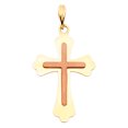 thumbnail image 1 of FB Jewels 14K White And Rose Two Tone Gold Christian Crucifix Cross Pendant 22mm X 15mm, 1 of 1