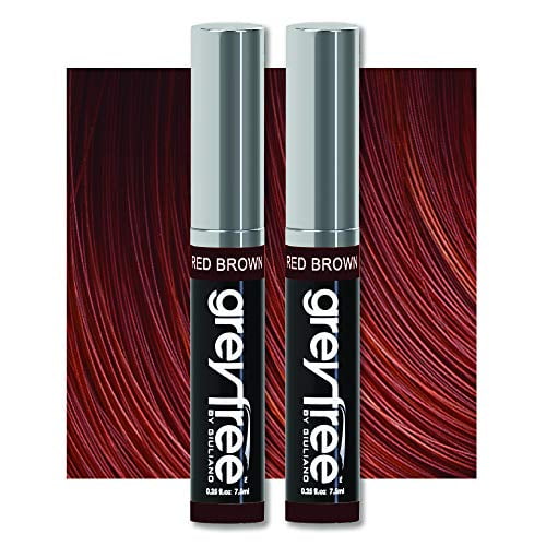 Retoque de raíz color de cabello temporal para cubrir las líneas grises, cejas, bigote y barba, Greyfree, paquete de 2 (marrón rojizo)