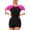 Black, variant on FEOYA Womens Rash Guard One Piece Swimsuit Tummy Control Short Sleeve Boyleg Swimsuit Zipper Front Bathing Suit Athletic Swimwear Built in Bra Summer Beach Swimming 2XL