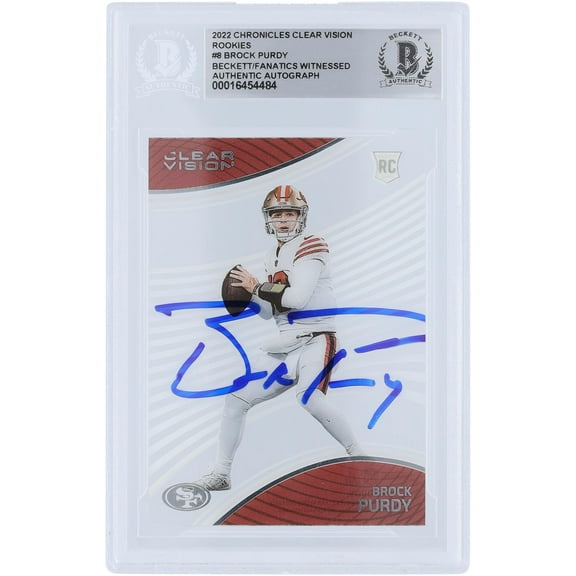 Brock Purdy San Francisco 49ers Autographed 2022 Panini Chronicles Clear Vision #CVR-8 Beckett Fanatics Witnessed Authenticated Rookie Card - Fanatics Authentic Certified