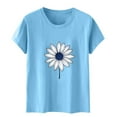 thumbnail image 5 of Summer T-Shirts for Womens Cute Flowers Print Shirts Casual Round Neck Short Sleeve Blouses Fashion Loose Pullover Top, 5 of 5
