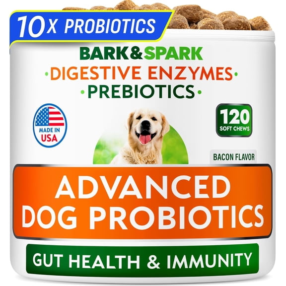 Vet Strength Dog Probiotics Chews - Gas, Diarrhea, Allergy, Constipation, Upset Stomach Relief, with Digestive Enzymes   Pumpkin   Prebiotics - Chewable Fiber Supplement - Improve Digestion, Immunity