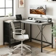thumbnail image 2 of Garvee 43" L Shaped Gaming Desk with Power Outlets & LED Lights, 3-Drawer Computer Desk with Storage Shelf, Oak Ash, 2 of 11