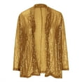thumbnail image 4 of HUPOM Womens Blouse Button Long Sleeve Sequin Cocktail & Party Solid Long Cardigans For Women Gold L(US:8), 4 of 6
