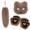thumbnail image 3 of Multipurpose Sturdy Plush Foxes Mask and Gloves Tail Keychain Set Portable for Halloween Party Cosplay Accessories, 3 of 11