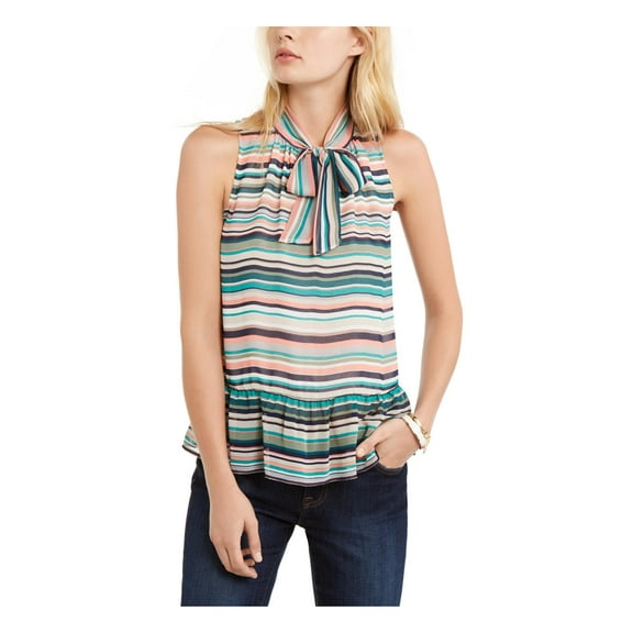 Tommy Hilfiger Womens Striped Sleeveless Top Green L