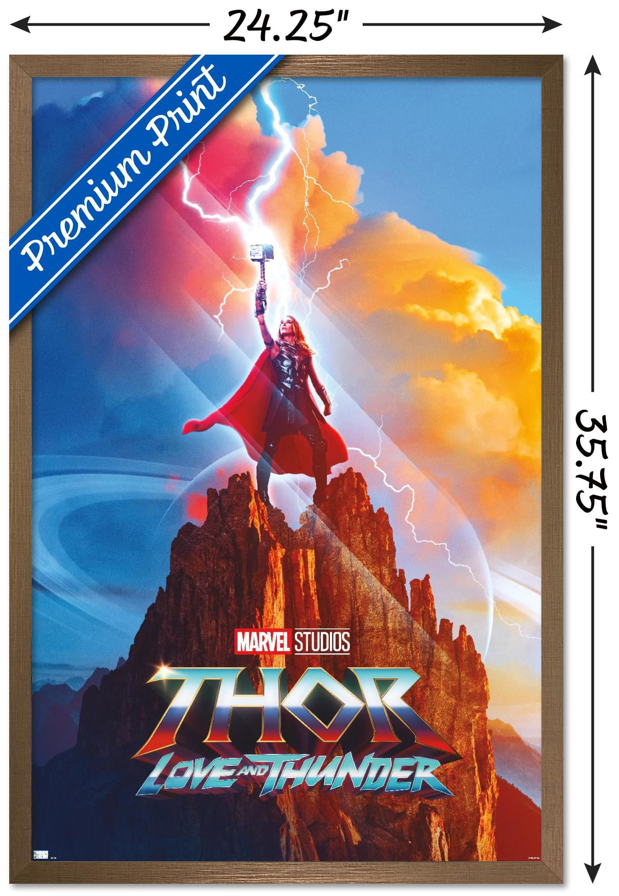 Marvel Thor: Love and Thunder - Mighty Thor One Sheet Wall Poster, 22.375" x 34" Framed