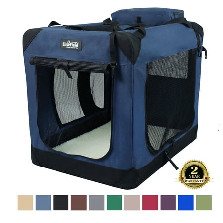 UPC: 0609465646411 | EliteField 3-Door Folding Soft Dog Crate with Carrying Bag and Fleece Bed (2 Year Warranty)  Indoor & Outdoor Pet Home
