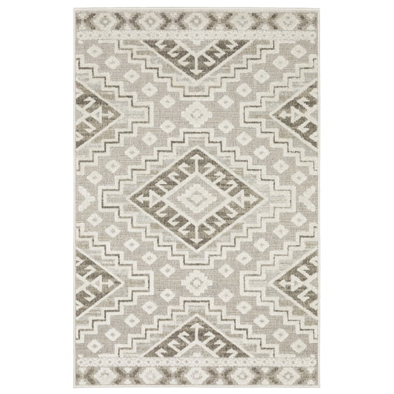 Woven Trends Venus - TAN03 - Eclectic Global Style, Southwestern Tribal Pattern, Stain Resitant, Living Room, Dining Room, Office, Low Pile Polypropylene Area Rug in Beige - 10' x 13'