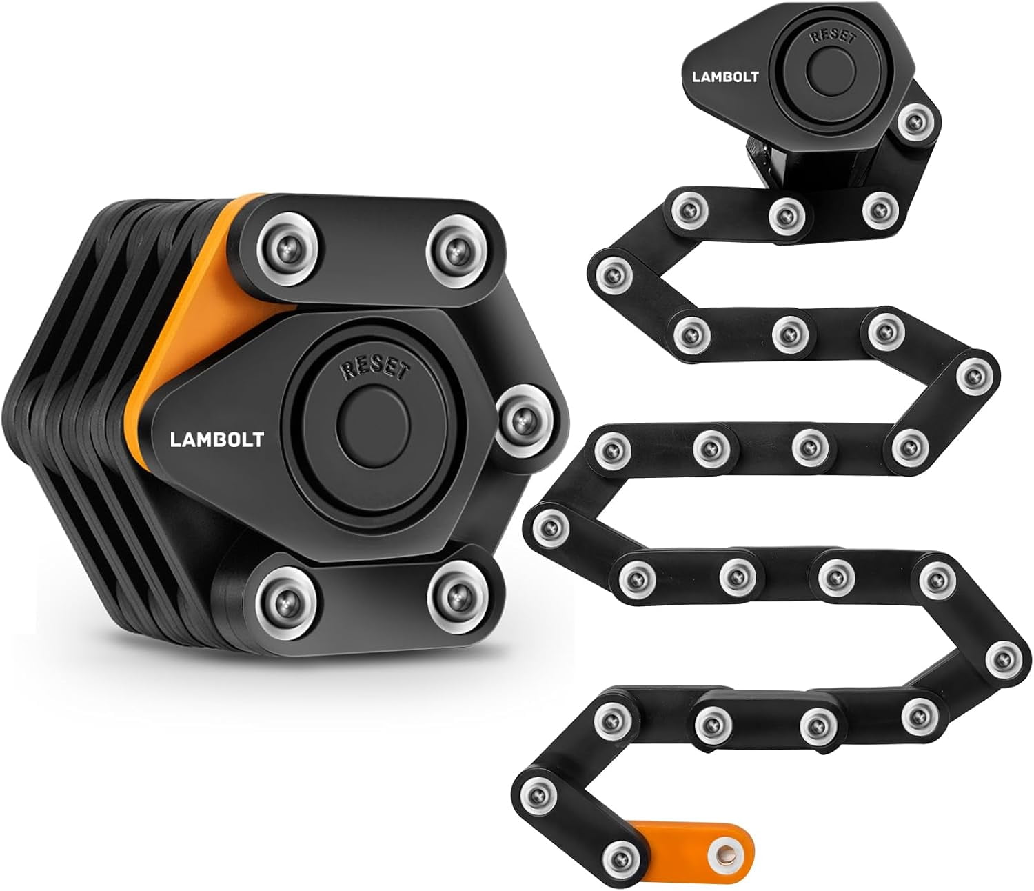 Heavy Duty Folding Combination Security Chain for Electric Scooter & Ebike, Compact Alloy Steel with Mounting Bracket